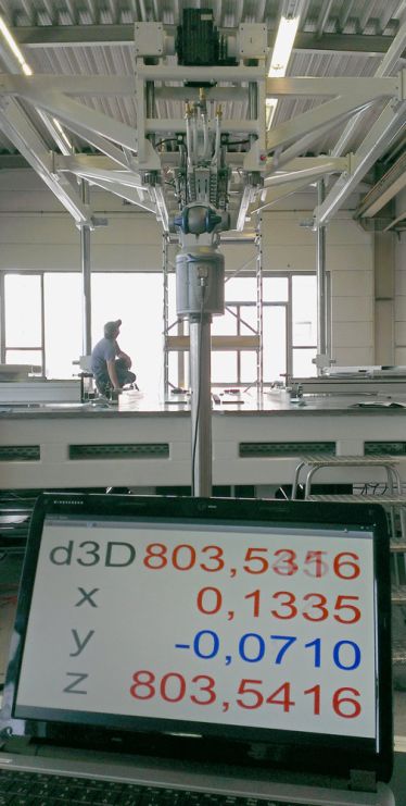 Lasertracker-Erfassung zur optimalen Ausrichtung beim Herstellungsprozess. Echtzeit Messung zur optimalen Ausrichtung.